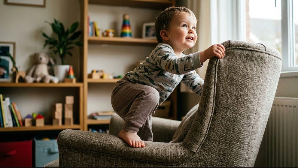 Bé 1 tuổi thích leo trèo có bình thường không?
